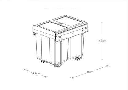 Affaldssortering Vigote 2 Rum 36L Grå