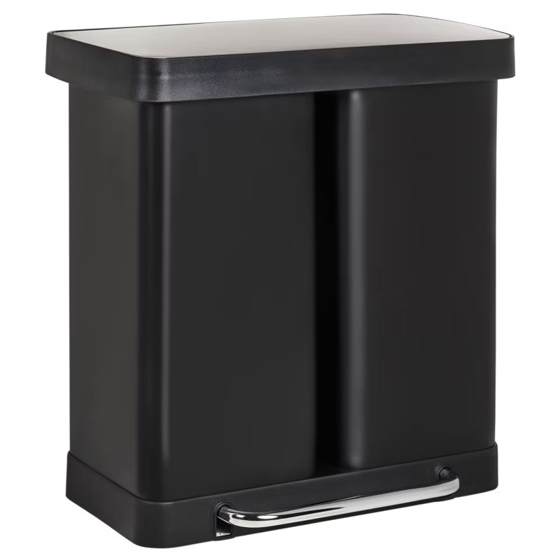 Affaldsspand Ecosort 60 Liter 2-Kammer Sort Stål