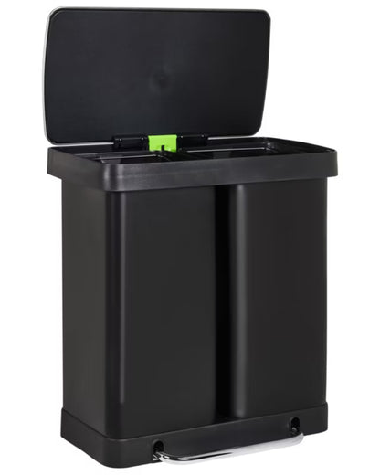 Affaldsspand Ecosort 60 Liter 2-Kammer Sort Stål