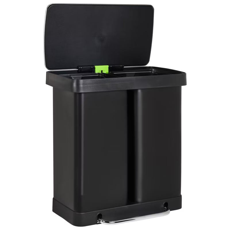 Affaldsspand Ecosort 60 Liter 2-Kammer Sort Stål