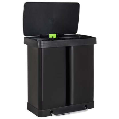 Affaldsspand Ecosort 60 Liter 2-Kammer Sort Stål