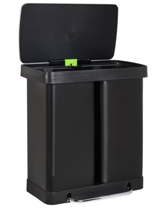 Affaldsspand Ecosort 60 Liter 2-Kammer Sort Stål