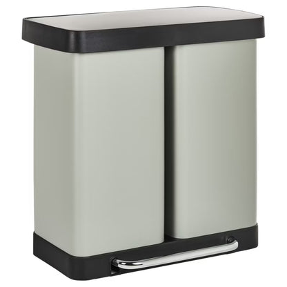 Affaldsspand med Pedal 2-Kammer 60 Liter Lysegrøn