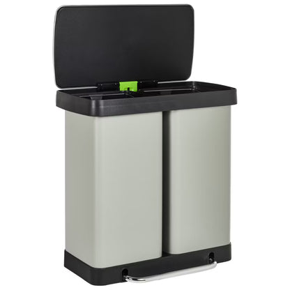 Affaldsspand med Pedal 2-Kammer 60 Liter Lysegrøn