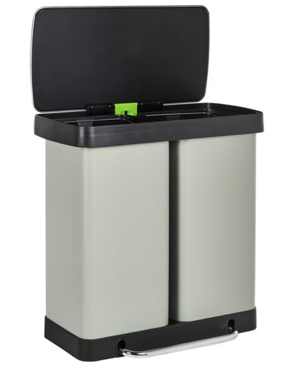 Affaldsspand med Pedal 2-Kammer 60 Liter Lysegrøn