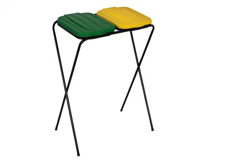 Affaldsstativ til 2 Poser 128x42x84 cm Stål Flerfarvet