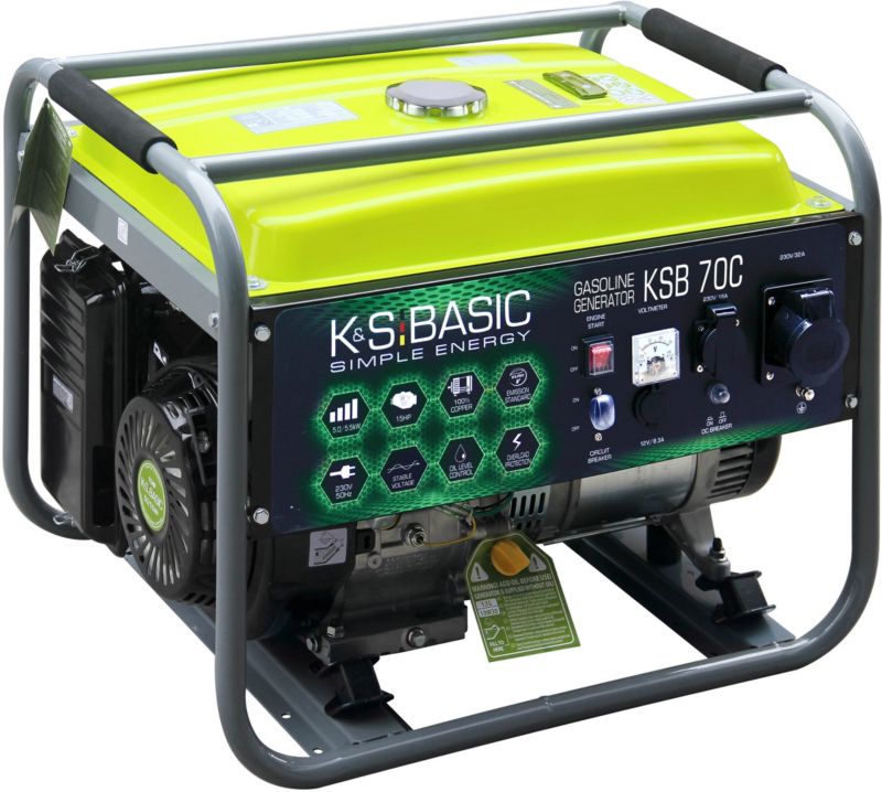 K&S KSB 70C generator med 5500 W effekt og 15 hk benzinmotor