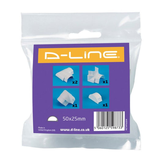 Tilbehør til D-line installationsliste 50 x 25 mm hvid, 6 stk.