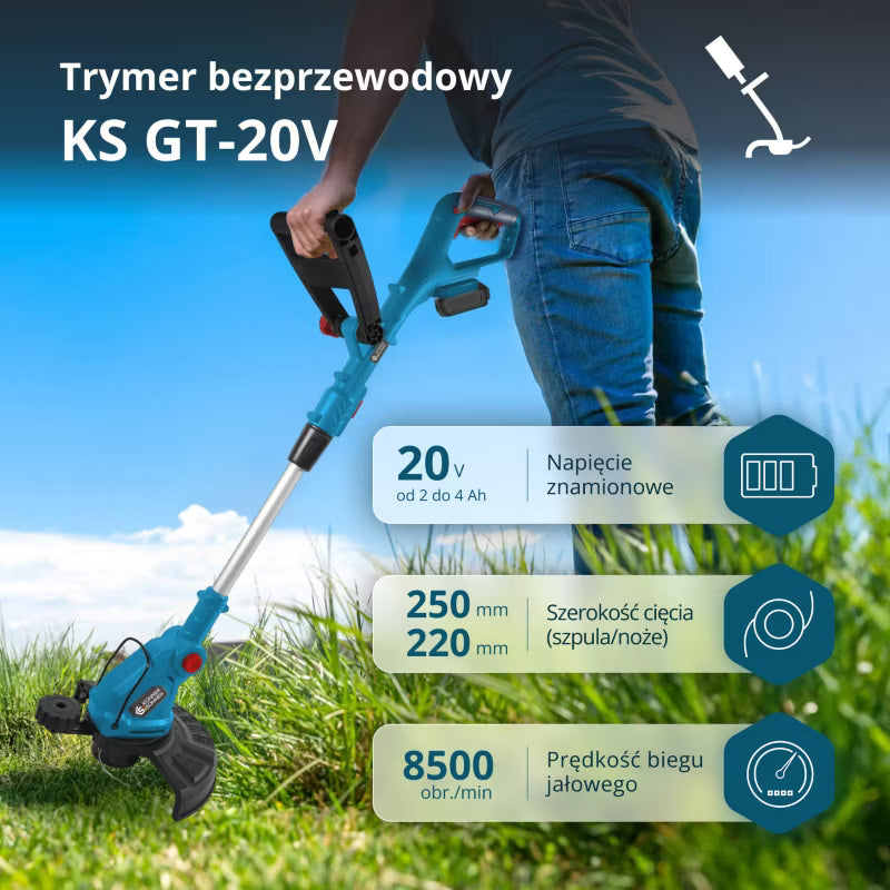 Akku Græstrimmer 20V 250 mm Teleskopisk KS GT-20V