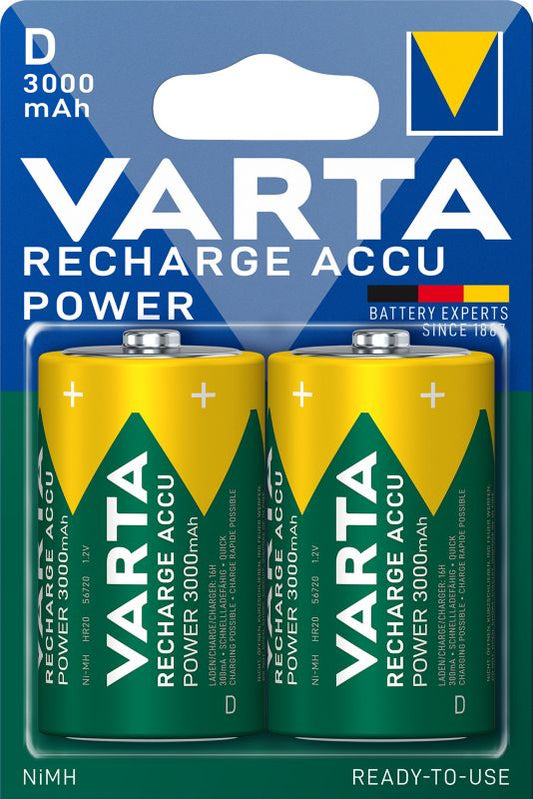 VARTA Recharge Accu Power D genopladelige batterier 3000 mAh 2 stk.