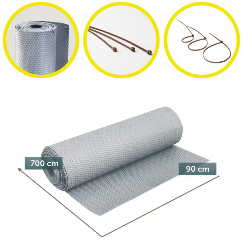 Altanafdækning Polyrattan 0,9x7 m Grå