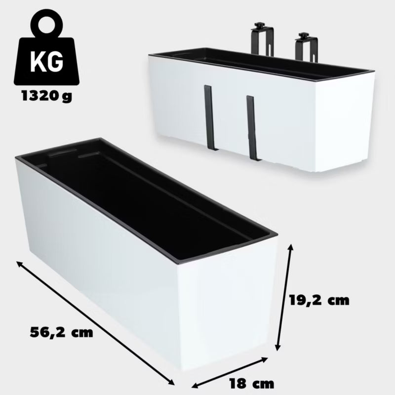 Alankasse 56x19 cm Hvid med Indsats