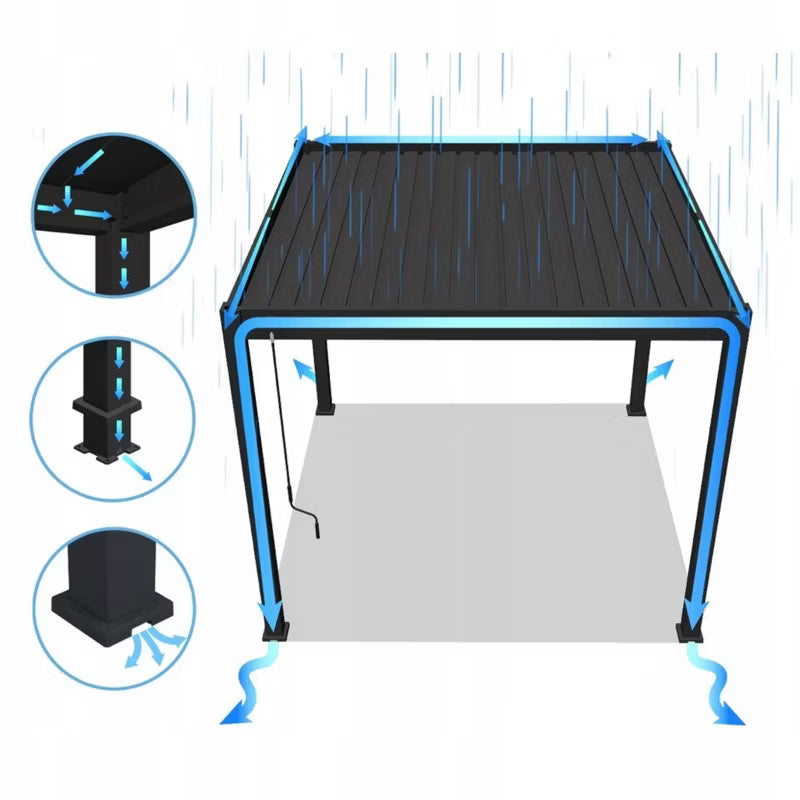 Aluminium Pergola Elegance 3x6 m Antracit med LED