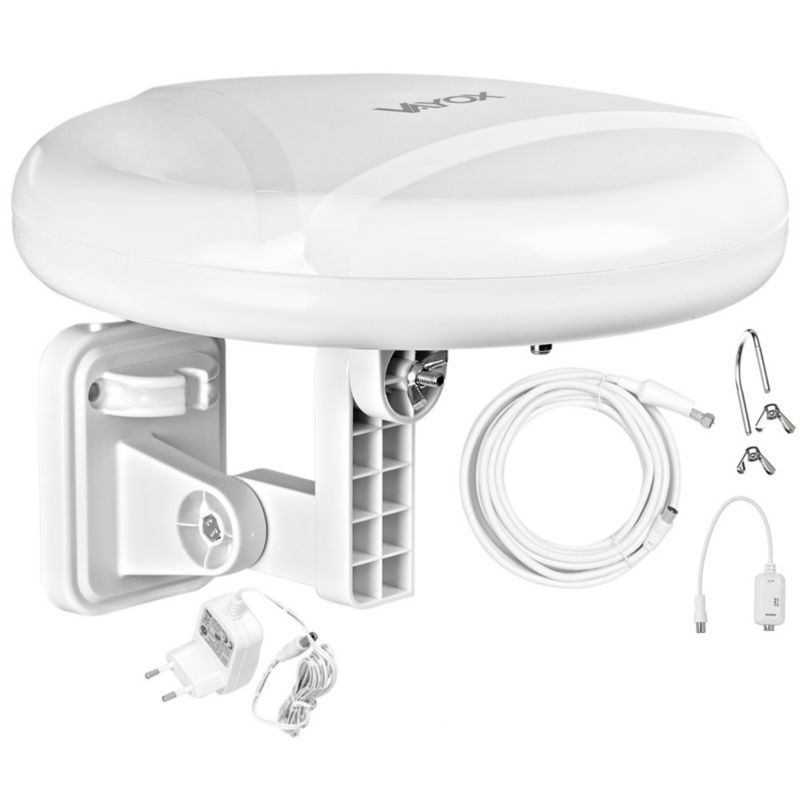 Vayox VA0024 Digital360 rundstrålende antenne VHF UHF DVB-T2 4K med LTE 5G filter, 1 stk.
