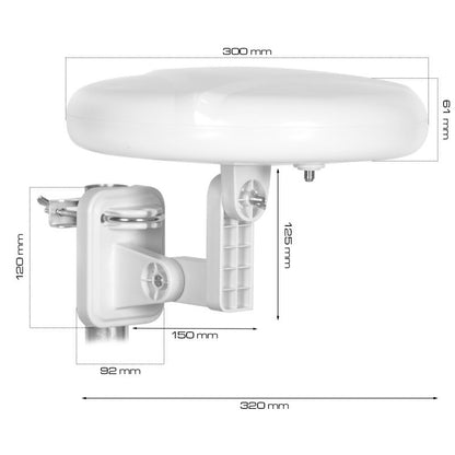 Vayox VA0024 Digital360 rundstrålende antenne VHF UHF DVB-T2 4K med LTE 5G filter, 1 stk.
