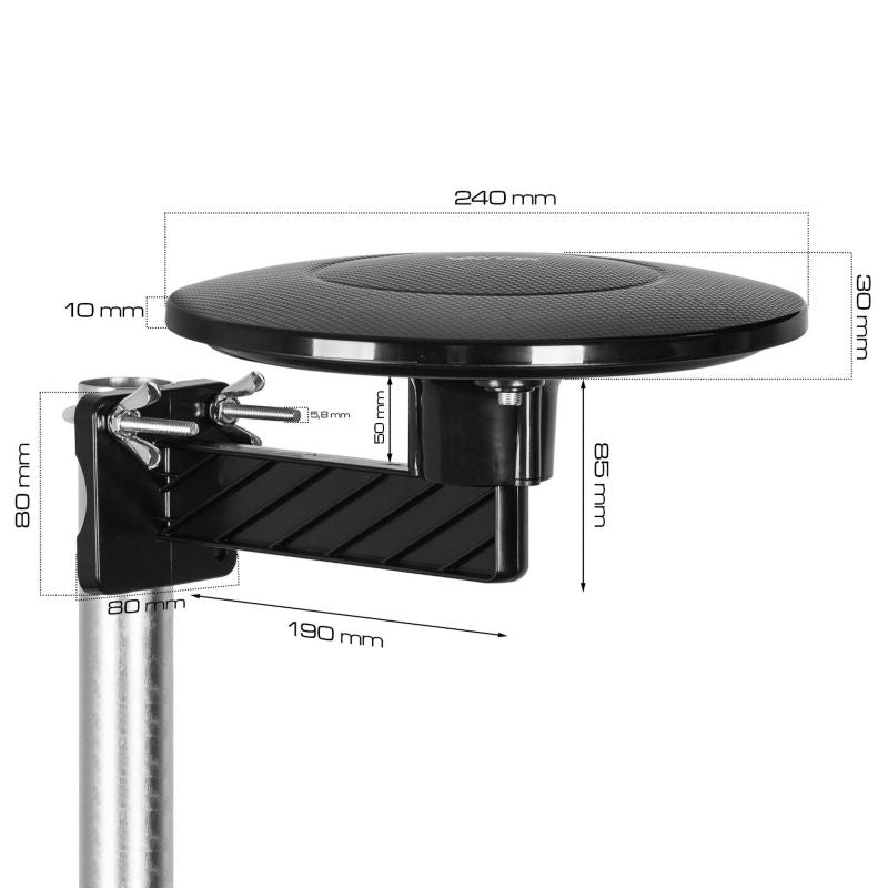 Vayox VA0039 Digital360 Lite rundstrålende antenne VHF UHF DVB-T2 4K med LTE 5G filter, 1 stk.