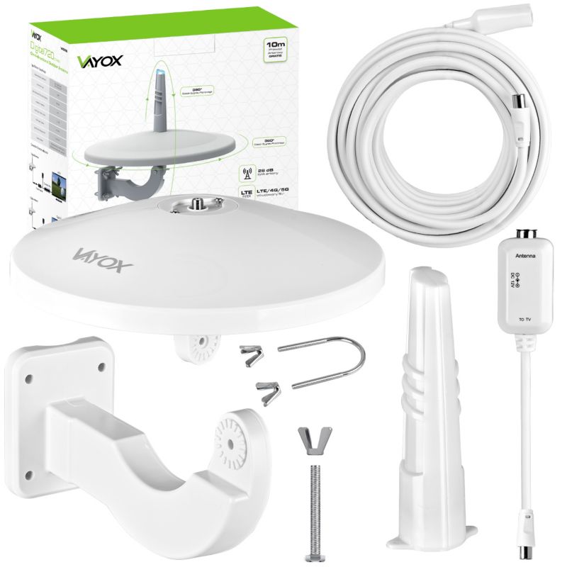 Vayox VA0066 Digital720Combo rundstrålende antenne VHF UHF DVB-T2 4K med LTE 5G filter, 1 stk.