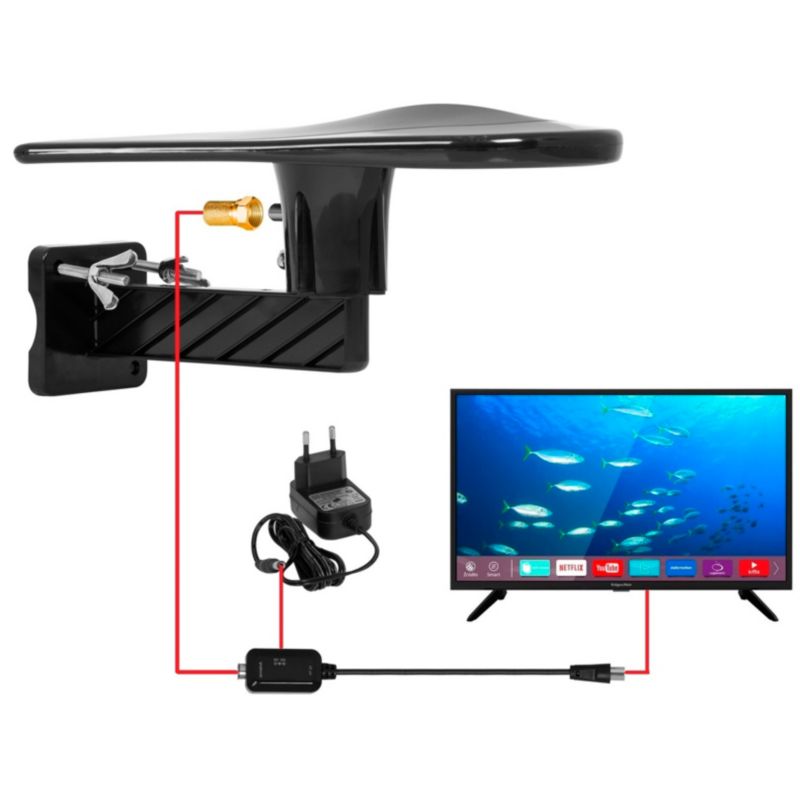 Vayox VA0023 DigiActiv retningsbestemt antenne VHF UHF DVB-T2 4K med LTE 5G filter, 1 stk.