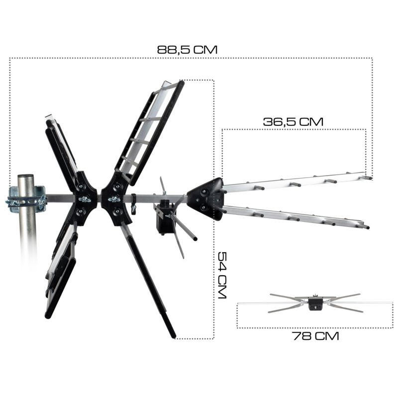 Vayox VA0084 Combo retningsbestemt antenne VHF UHF DVB-T2 med LTE-filter, 1 stk.