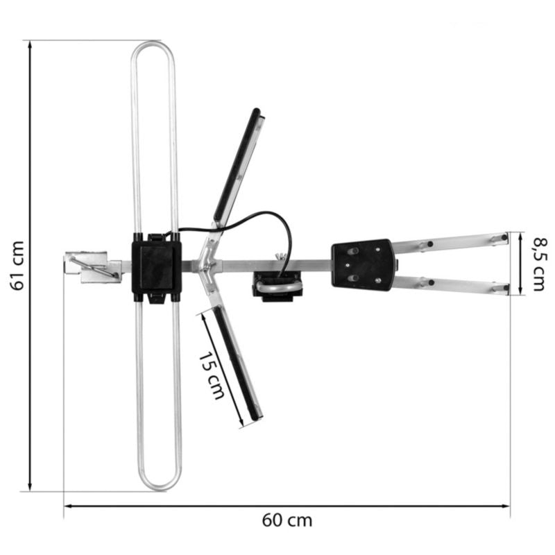 Vayox VA0092 Combo retningsbestemt antenne VHF UHF DVB-T2 med LTE-filter, 1 stk.