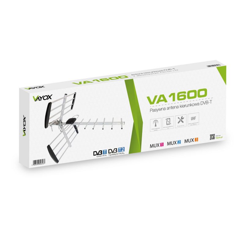 Vayox VA1600 UHF DVB-T2 retningsantenne med LTE-filter, 1 stk.