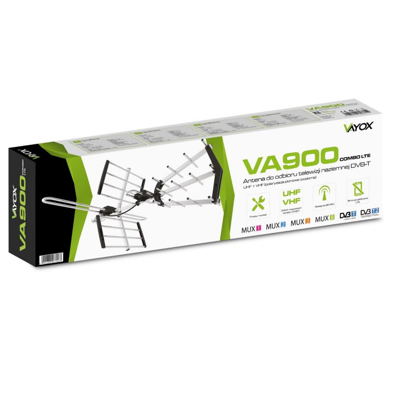 Vayox VA900 Combo retningsantenne DVB-T2 med LTE-filter, 1 stk.