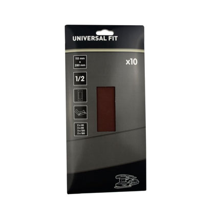Universal slibeark 115 x 280 mm med huller, mix 10 stk.