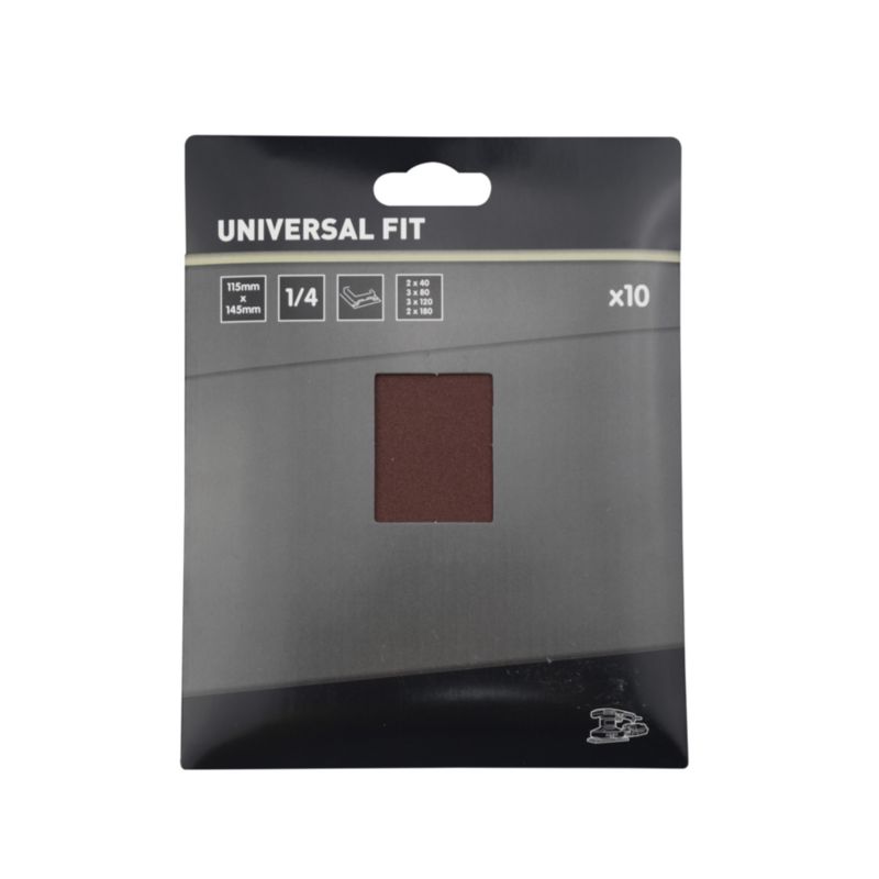 Universal slibeark 145 x 115 mm med huller, mix, 10 stk.
