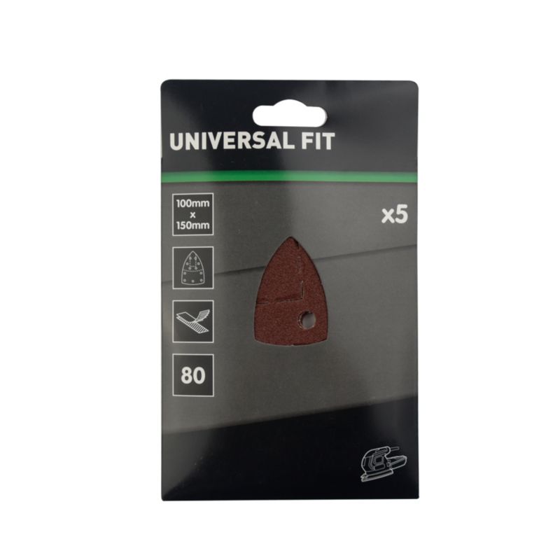 Universal slibeark 150 x 100 mm P80 med huller, 5 stk.