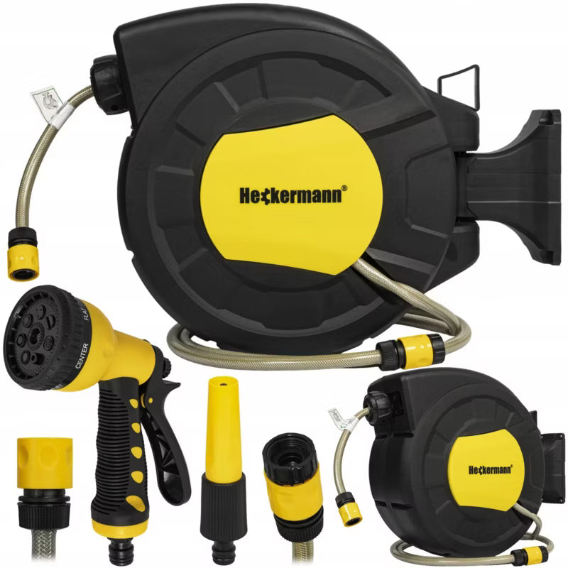 Automatisk Haveslangeopruller 28 m 13 mm Grå/Sort