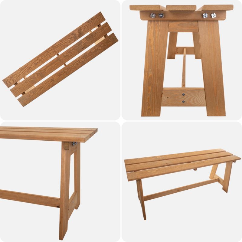 KADAX Træbænk til Have uden Ryglæn 119 cm Solid Parkbænk til Terrasse