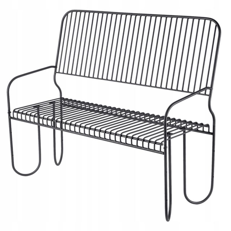 KADAX Parkbænk med ryg i metal 120 cm til terrasse - solid sort