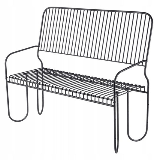 KADAX Parkbænk med ryg i metal 120 cm til terrasse - solid sort