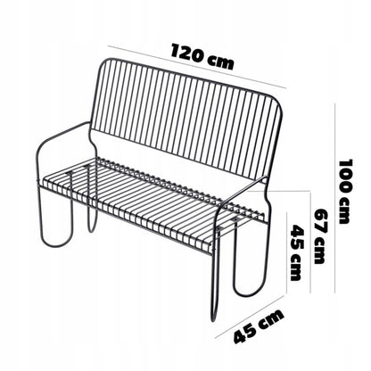 KADAX Parkbænk med ryg i metal 120 cm til terrasse - solid sort