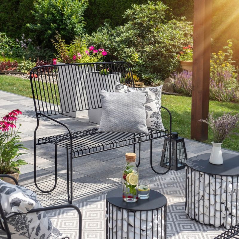 KADAX Parkbænk med ryg i metal 120 cm til terrasse - solid sort