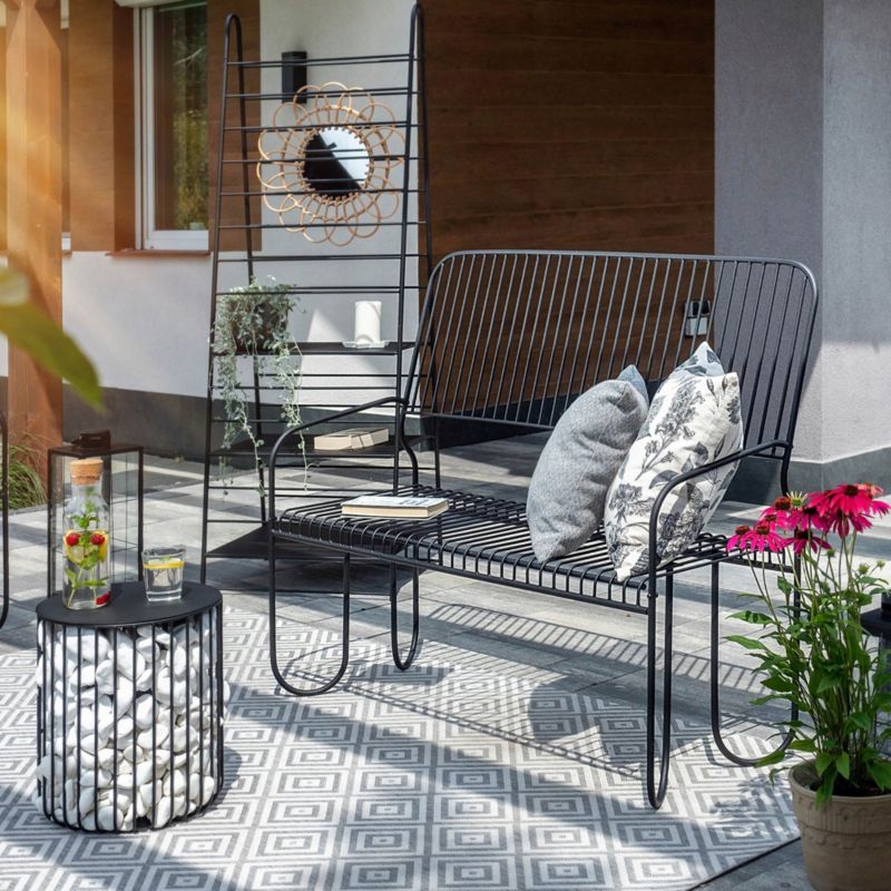 KADAX Parkbænk med ryg i metal 120 cm til terrasse - solid sort