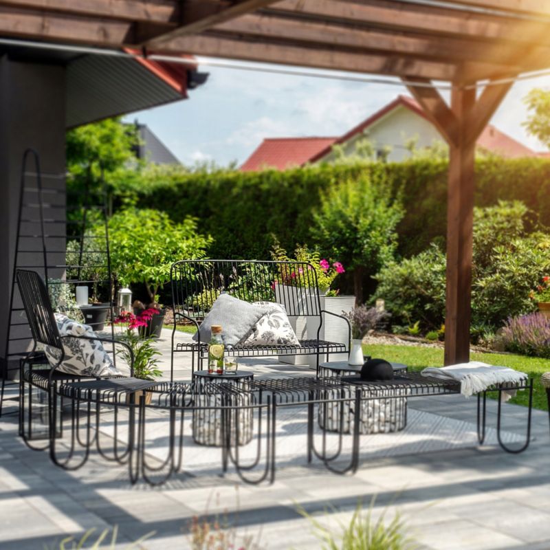KADAX Parkbænk med ryg i metal 120 cm til terrasse - solid sort