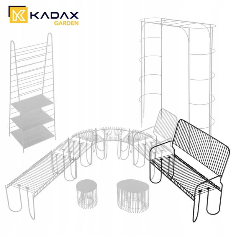KADAX Parkbænk med ryg i metal 120 cm til terrasse - solid sort