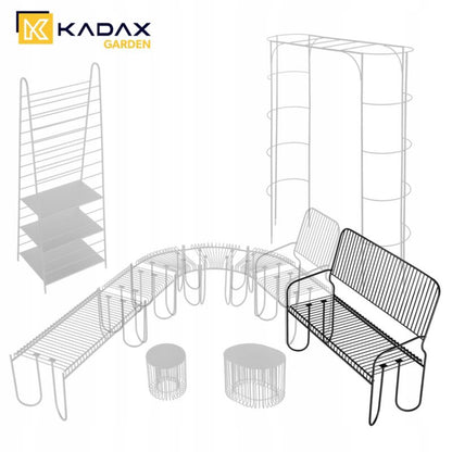 KADAX Parkbænk med ryg i metal 120 cm til terrasse - solid sort