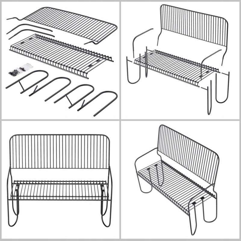 KADAX Parkbænk med ryg i metal 120 cm til terrasse - solid sort