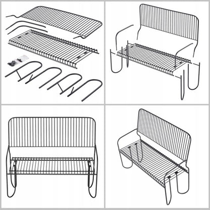 KADAX Parkbænk med ryg i metal 120 cm til terrasse - solid sort
