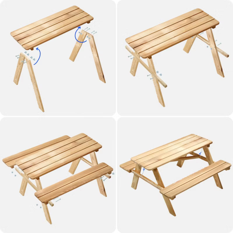 Bænkebord til Børn 90x90 cm Træ