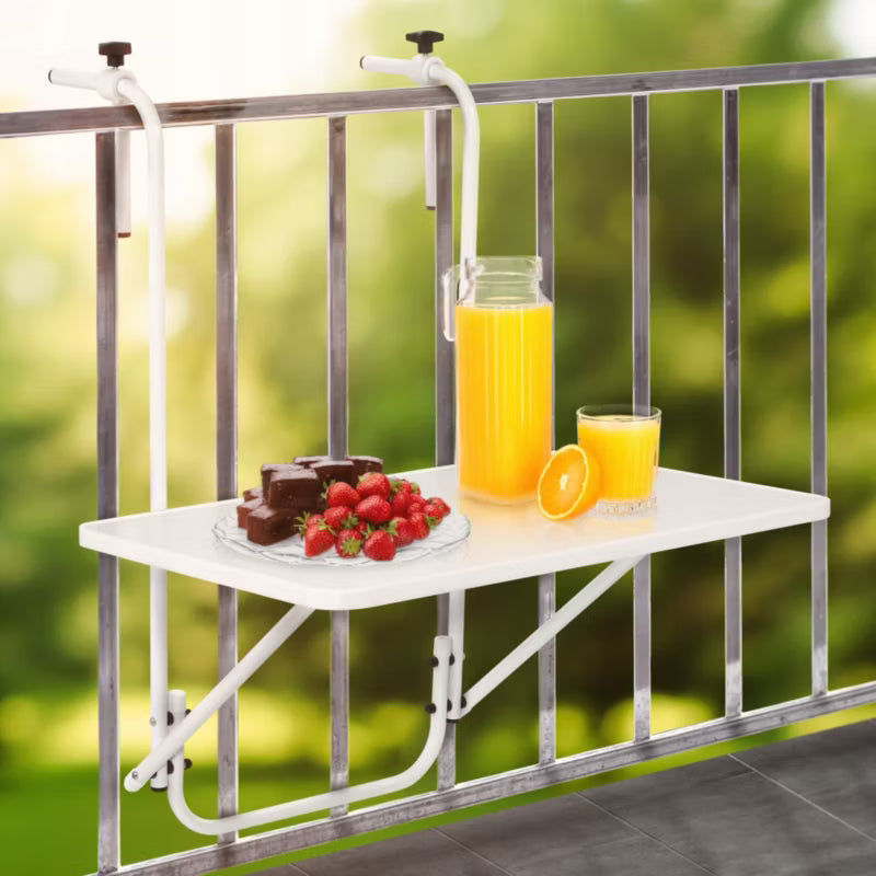 Balkonbord Sammenklappeligt 60x40 cm Hvid Metal