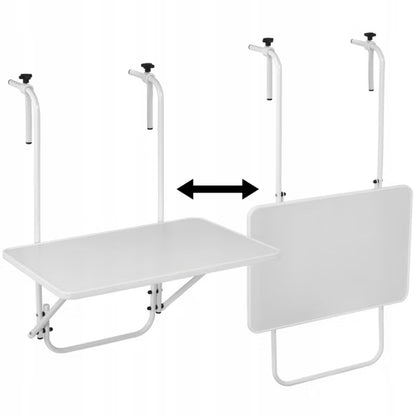 Balkonbord Sammenklappeligt 60x40 cm Hvid Metal