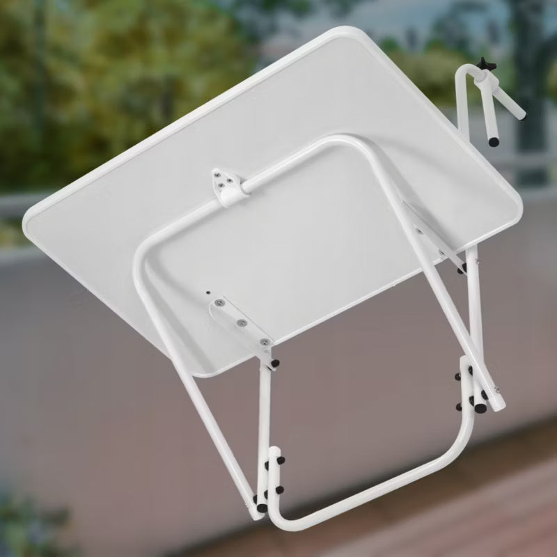 Balkonbord Sammenklappeligt 60x40 cm Hvid Metal