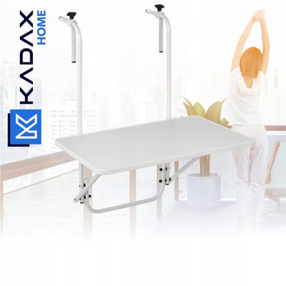 Balkonbord Sammenklappeligt 60x40 cm Hvid Metal