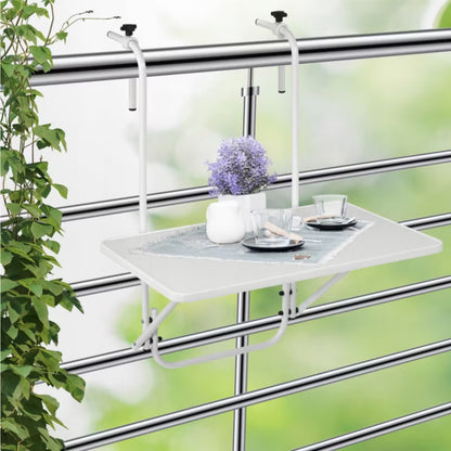 Balkonbord Sammenklappeligt 60x40 cm Hvid Metal