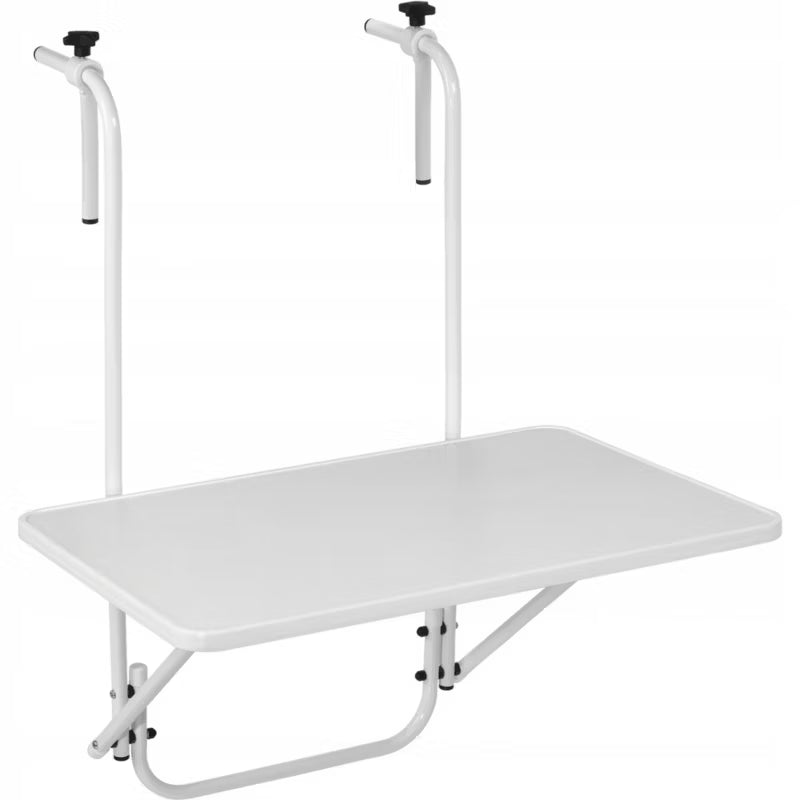 Balkonbord Sammenklappeligt 60x40 cm Hvid Metal