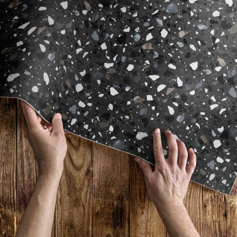 Vinylgulv 150x225 cm Mørkegrå Stenlook Udendørs