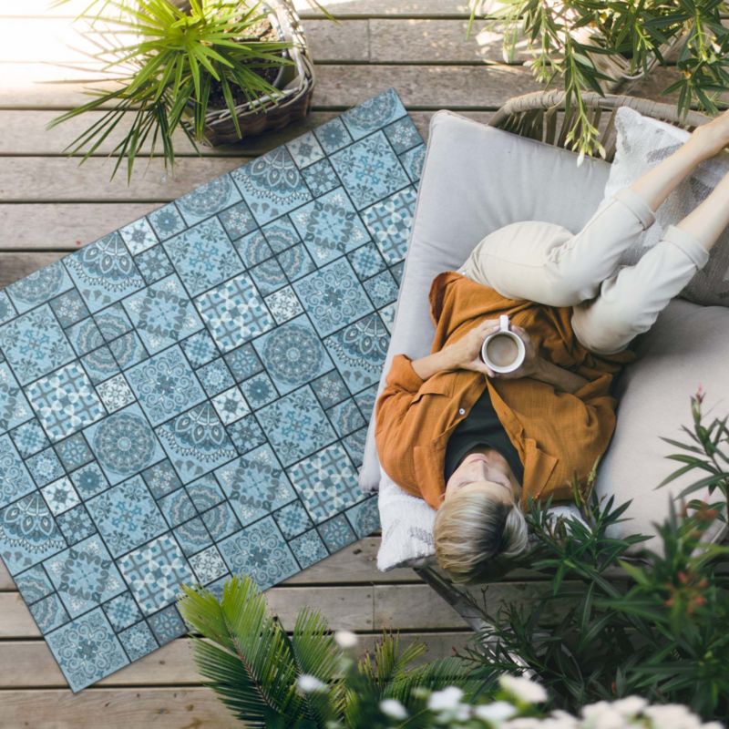 Udendørs Vinylgulvtæppe Mosaik 80x120 cm Blå